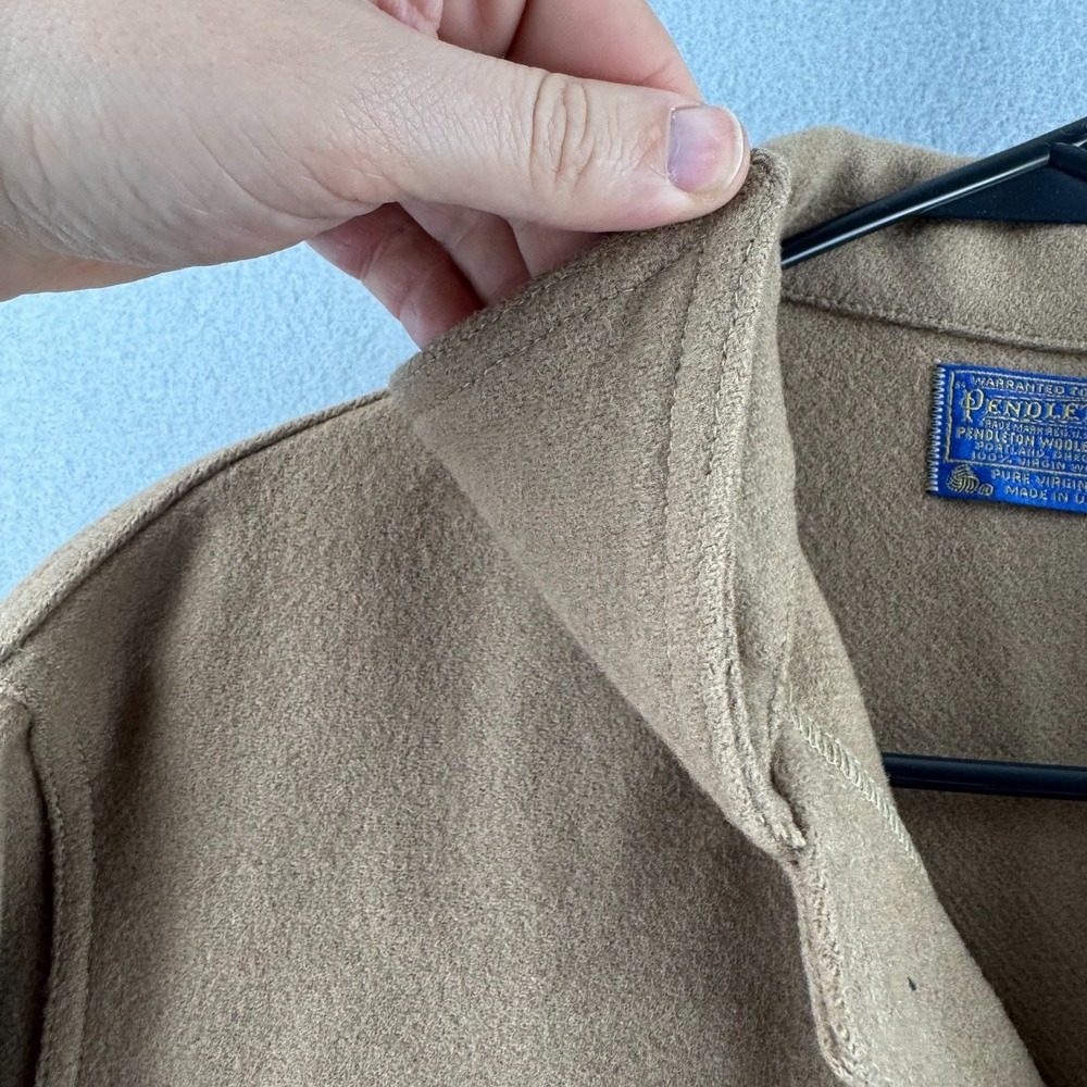 Vintage Pendleton Jacket Mens Medium Beige Wool Mackinaw Coat 70s Made in USA - Picture 4 of 16